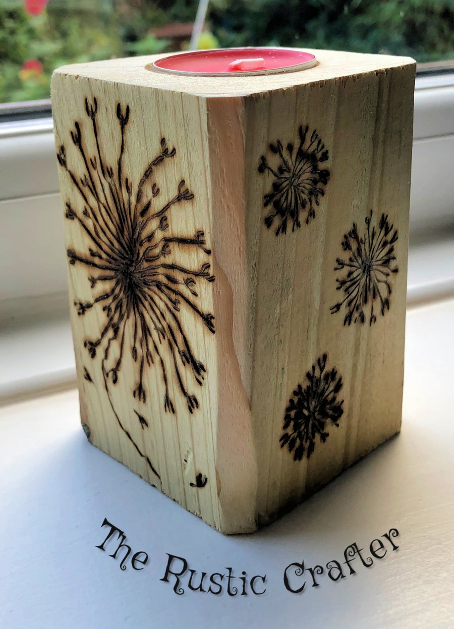 Rustic wooden tealight holder 