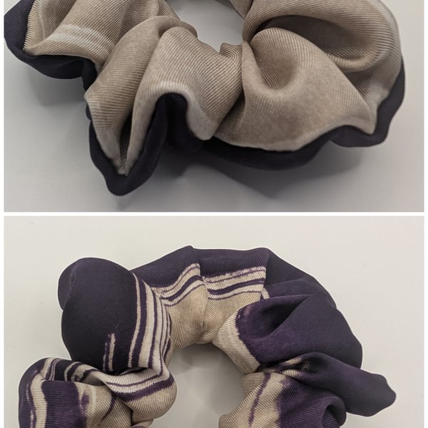 Upcycled Real Silk Scrunchie Handmade Silk Hair Tie, Sustainable Hair Accessory