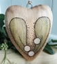 Pyrography wooden mistletoe heart decoration - Image 1