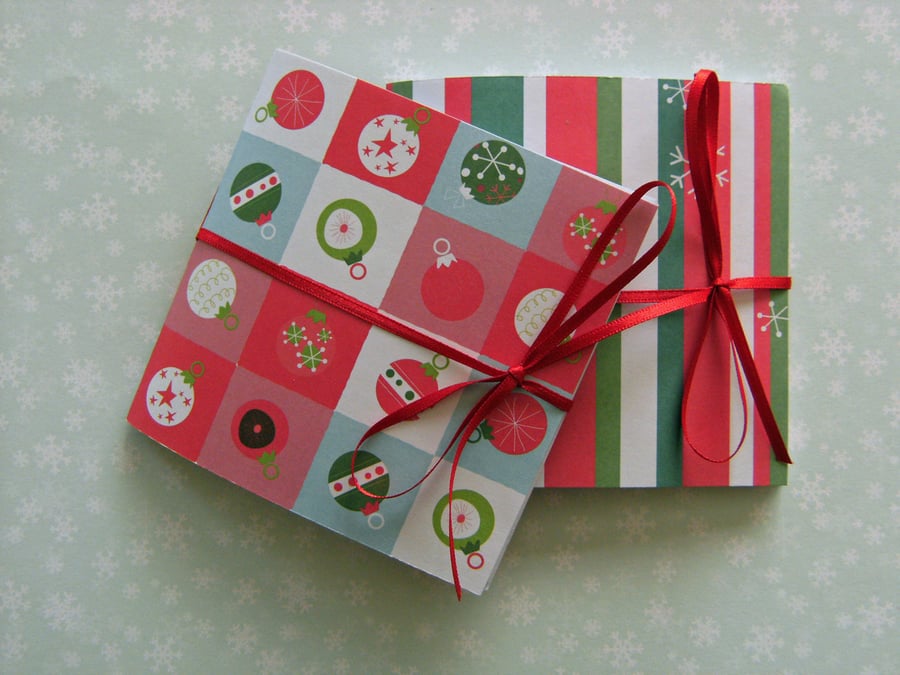 Two Christmas Notebooks, Snowflakes and Baubles - Christmas Gifts for Women