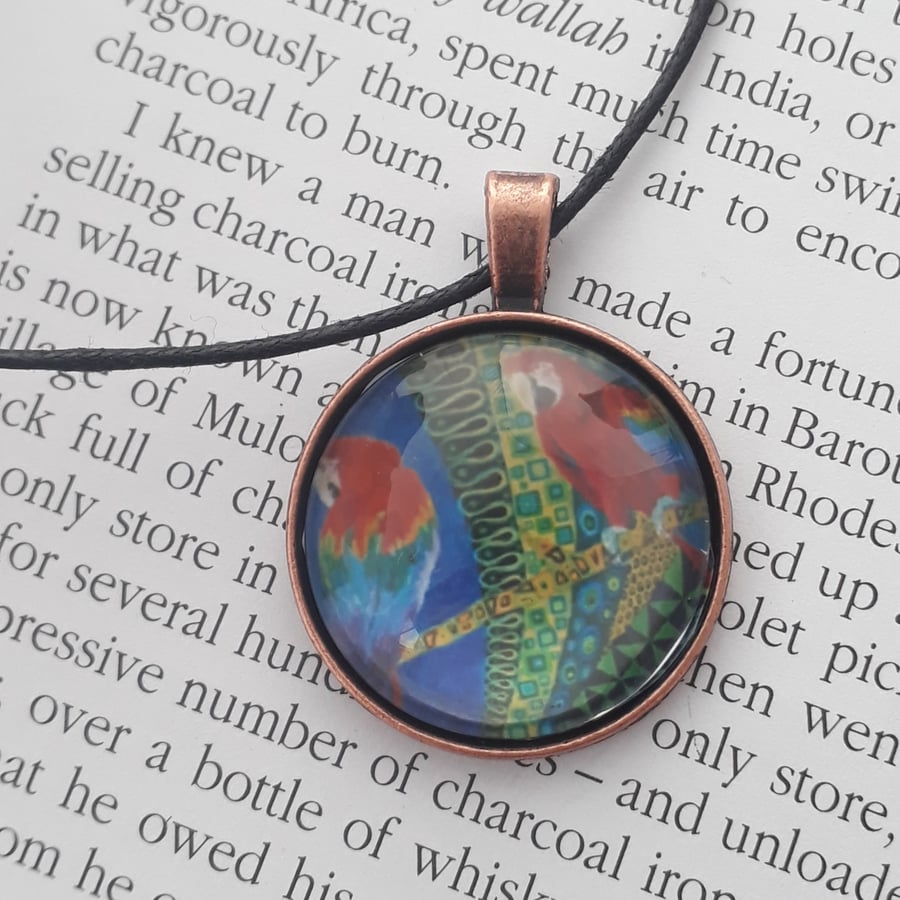 Parrots charm pendant, animal key ring, unique gift, wearable art, wildlife gift