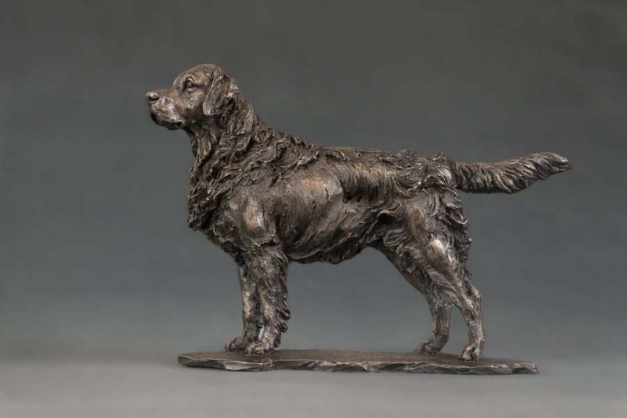 Standing Retriever Dog Statue Small Bronze Resin Sculpture