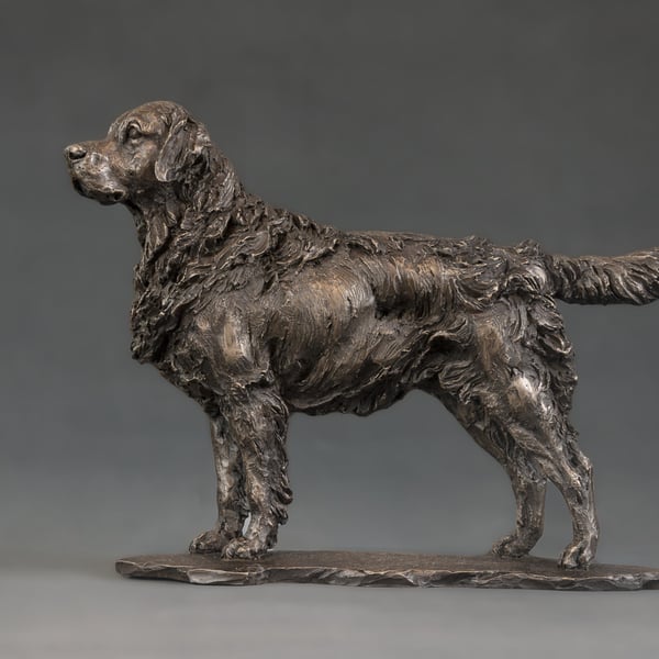 Standing Retriever Dog Statue Small Bronze Resin Sculpture