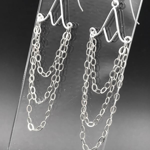 Grand Chandelier Drop earrings - Handmade - Sterling Silver 925