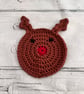 Cute Reindeer Crochet Coasters, Novelty Rudolph Christmas Table Decor - Image 3