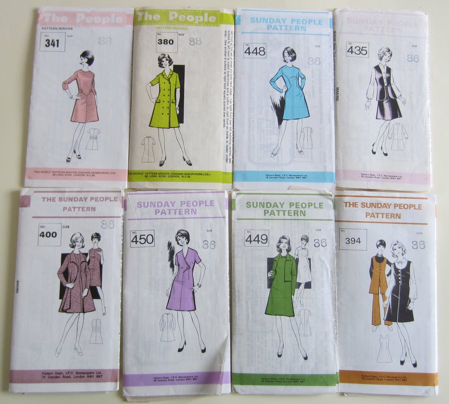 SALE Lot of 8 Vintage Dressmaking Sewing Patterns. % to Ukraine.