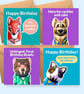 Pack of 4 Funny Animal Birthday Cards - Numbat Hyena Cat Tasmanian Devil Bundle
