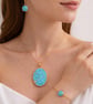 Turquoise and gold Jewelry Set Handmade Polymer Clay Necklace, Earrings, Bracele