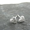 Teeny tiny fine silver heart stud earrings