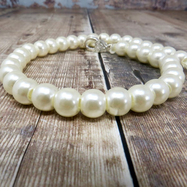 Ivory pearl beaded bag handle