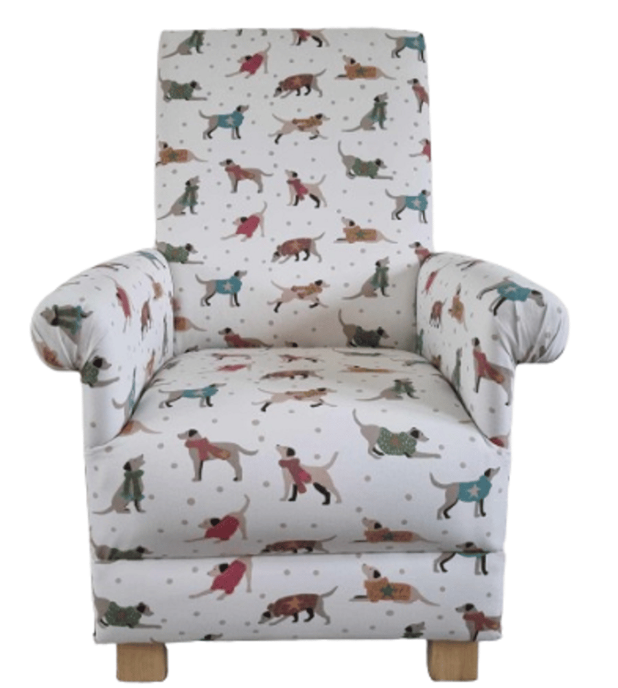 Adult Armchair Fryetts Dapper Dogs Fabric Chair Nursery Natural Accent Puppy New