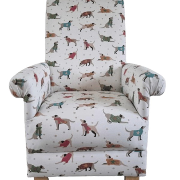 Adult Armchair Fryetts Dapper Dogs Fabric Chair Nursery Natural Accent Puppy New