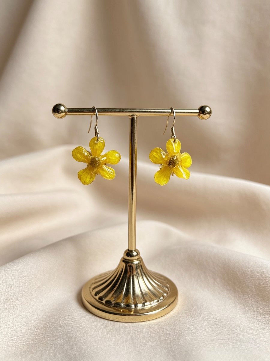 Handmade Buttercup 925 Sterling Silver Drop Earrings 