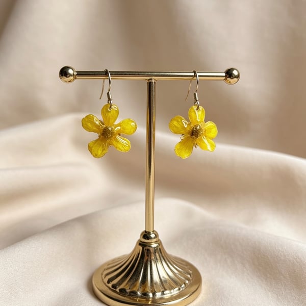 Handmade Buttercup 925 Sterling Silver Drop Earrings 