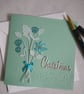 A Winter Posy Christmas Card - Teal Blue and Teal Green 