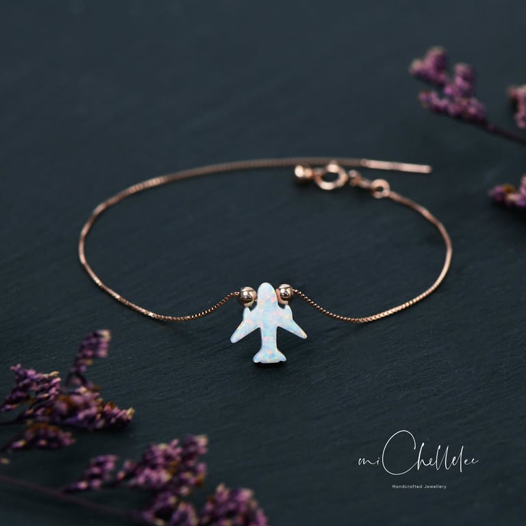 Airplane Fire Opal Bracelet With 925 Sterling Silver Chain