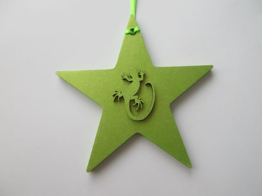 Lizard Reptile Star Christmas Tree Decoration Lime Green