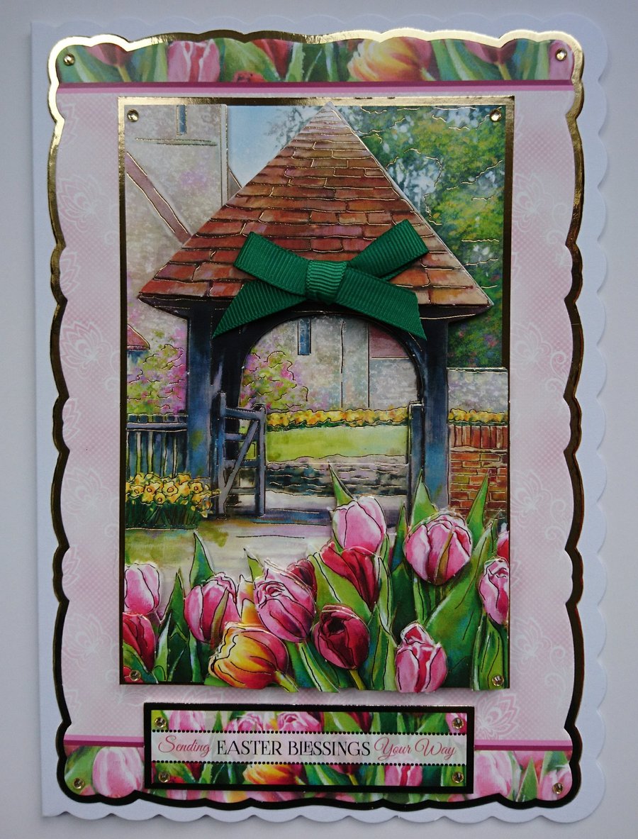 Easter Card Sending Easter Blessings Your Way Church Tulips Daffodil