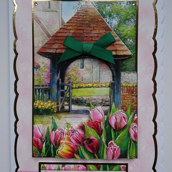 Easter Card Sending Easter Blessings Your Way Church Tulips Daffodil