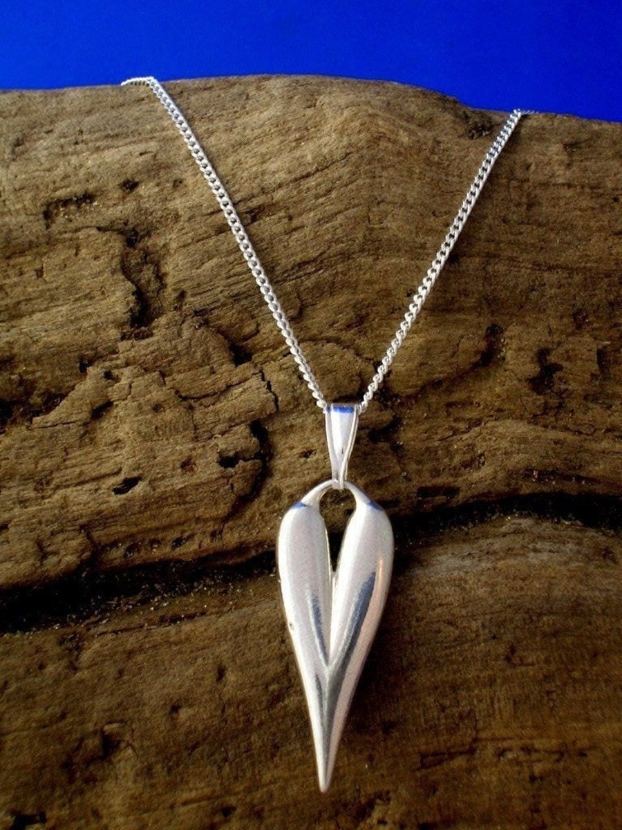 Silver Heart Necklace, Sterling silver Heart Pendant, Handmade, Heart Jewellery,