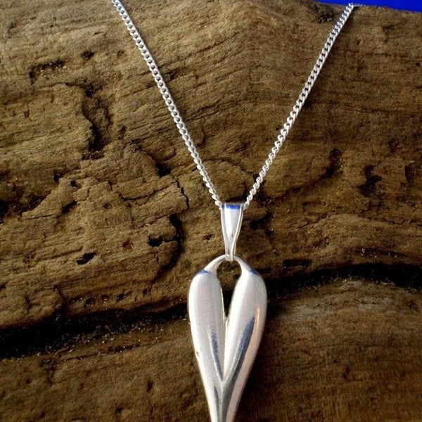 Silver Heart Necklace, Sterling silver Heart Pendant, Handmade, Heart Jewellery,