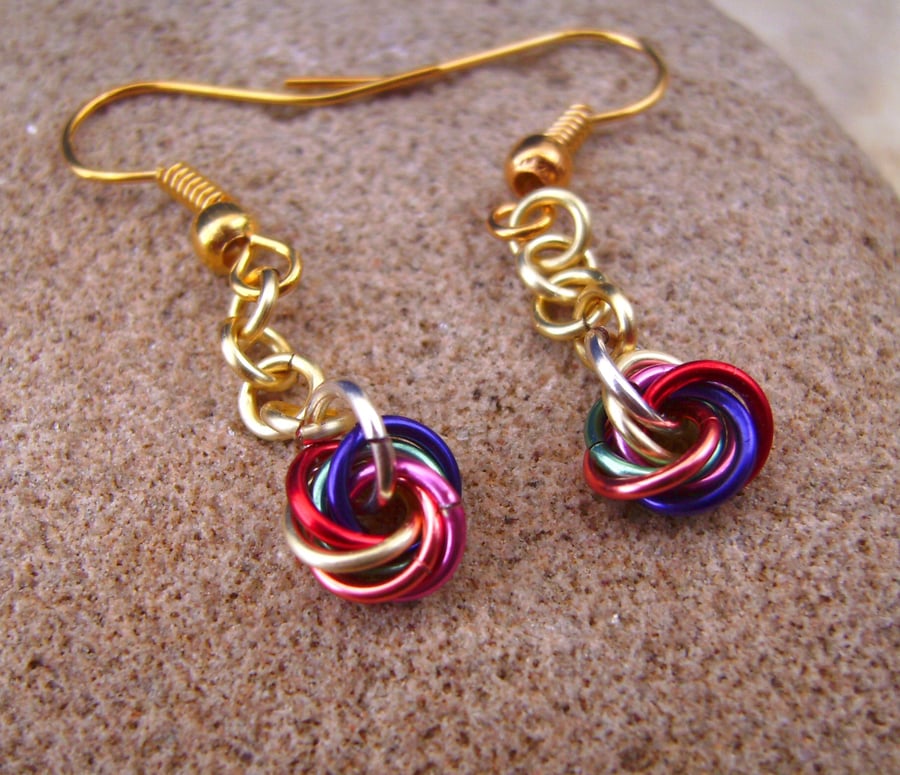Chainmaille Mobius Multicolour Rainbow Earrings