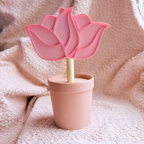 3D Printed Pink Tulip Decorative Headphone stand