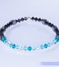 Swarovski and Hematite stretch beaded bracelet turquoise black - Image 4