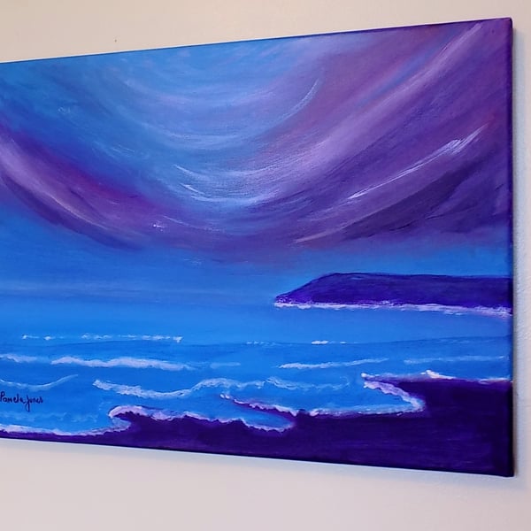 Oxwich Point, Gower, South Wales in 40 x 30 cm Stretched Canvas