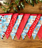 Handmade Santa and Reindeer Christmas Bunting - Handmade Fabric Garland