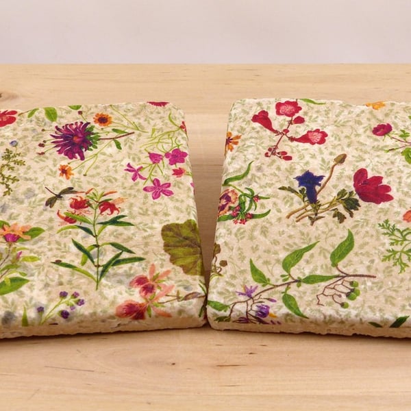 Marble 'Country Garden' Coasters 
