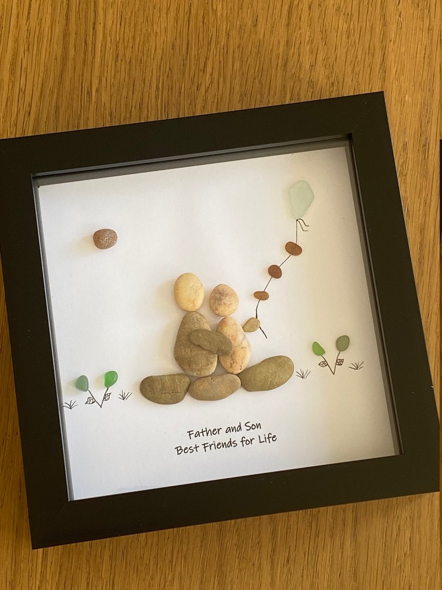 Father and Son Pebble Frame, Sea Glass Father's Day Gift, Father's Day Gift, Sea