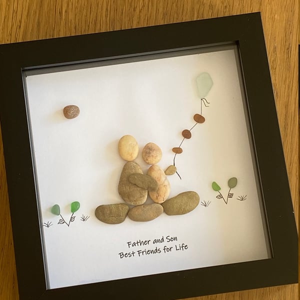 Father and Son Pebble Frame, Sea Glass Father's Day Gift, Father's Day Gift, Sea