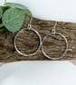 Earrings, Sterling Silver Hoops with Hammered Finish
