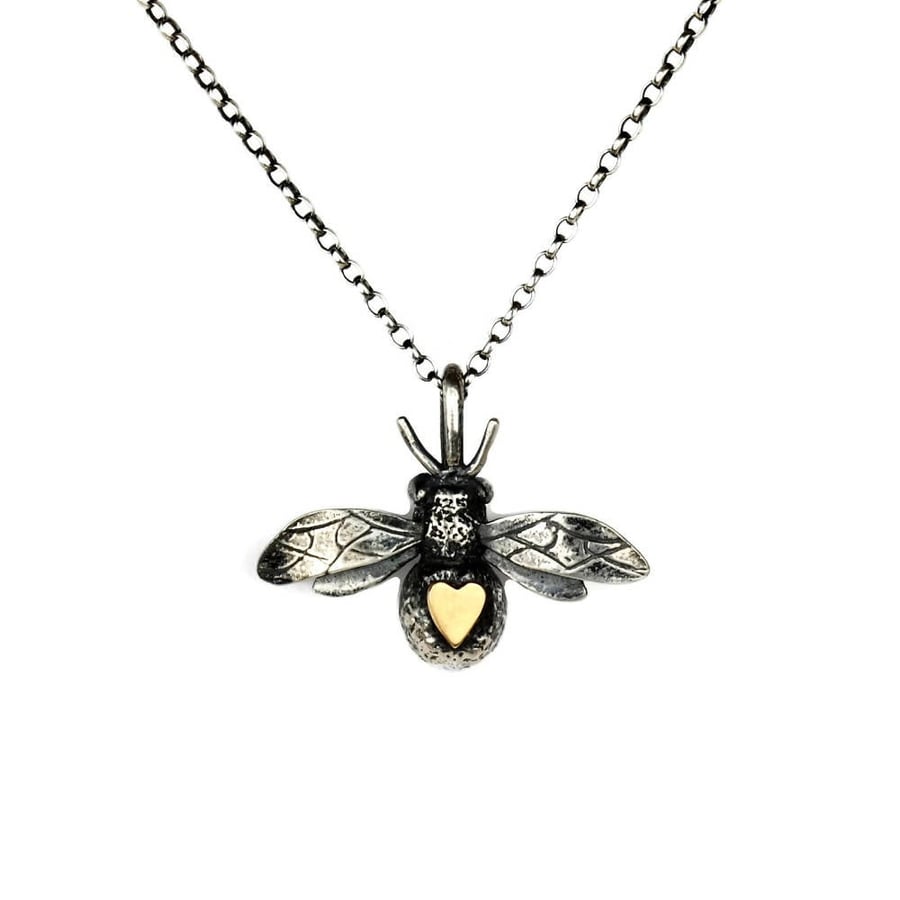  Bumblebee Silver And Gold Heart Necklace