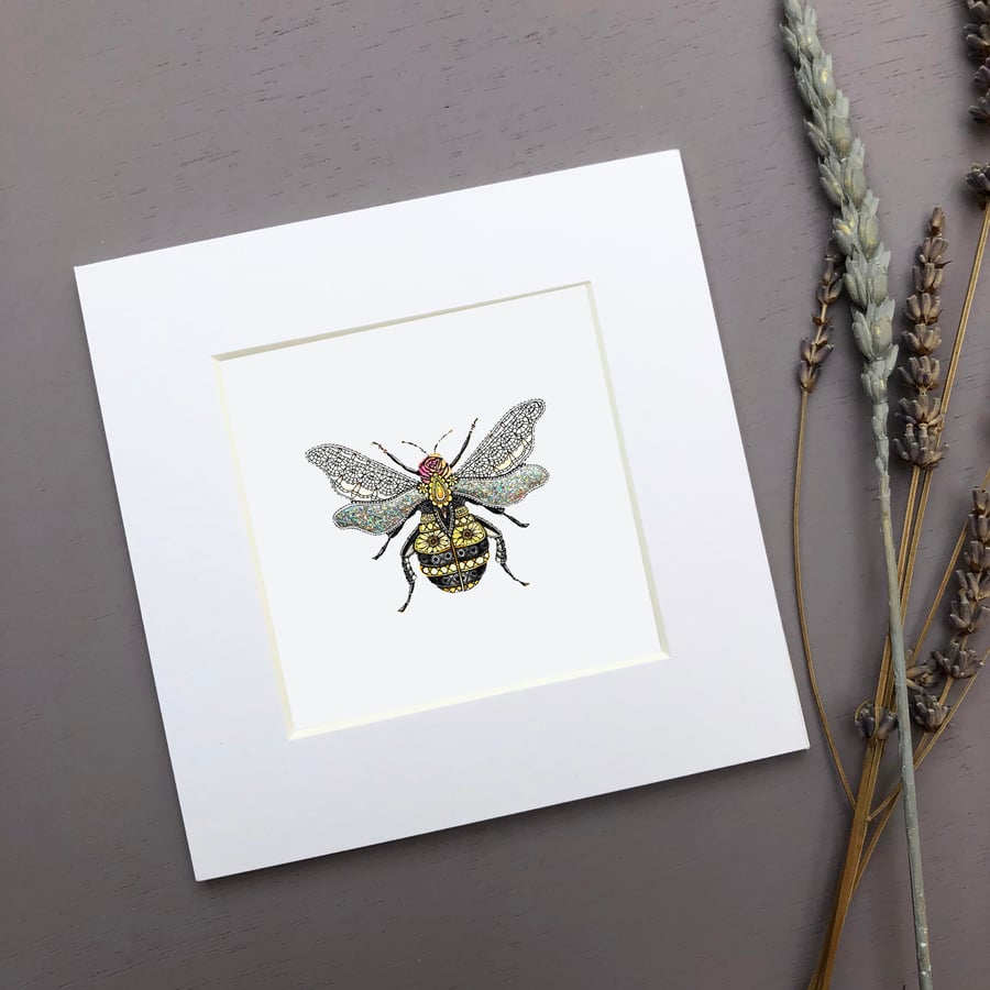 'Bee' Mini Mounted Print