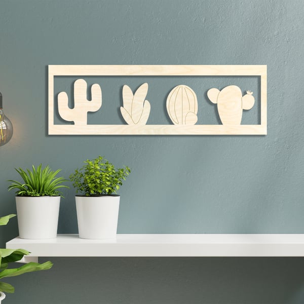 Cactus Collection Wooden Plaque Bedroom Decor Garden Collection