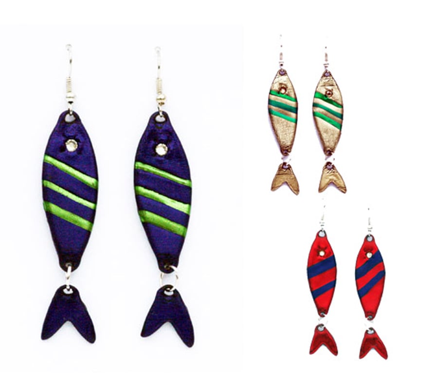 Stripey fish earrings