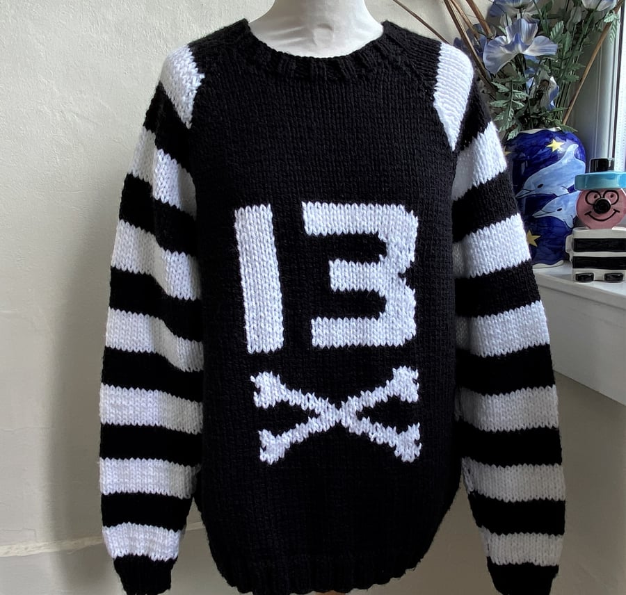 Number Thirteen Hand knitted Goth Jumper