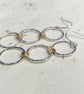 Recycled Sterling Silver Triple Circle Drop Earring with Gold Plated Wire - Image 3