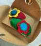 Set of 2 Felt Flower Hair Clips, Red and Yellow Floral Hair Clips, Handmade Gift