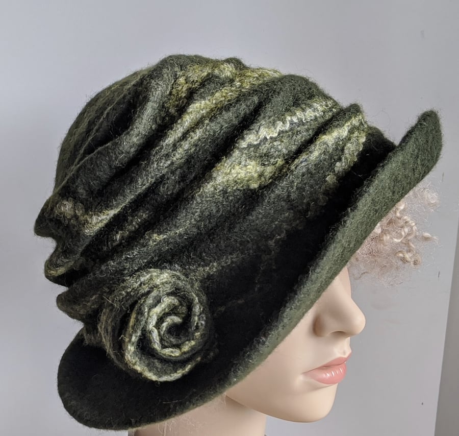 Felted wool brimmed hat: Double layered  - from the Squashable Range