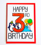 Happy 3rd Birthday card, Cute Animal Third Birthday for 3 Year Old Boy or Girl  - Image 1