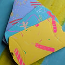 Set of 3 colourful, handmade, one-off pillow gift boxes 