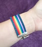 Upcycled Denim Rainbow LGBT Pride Wristband Cuff Bracelet - Free Postage - Image 2