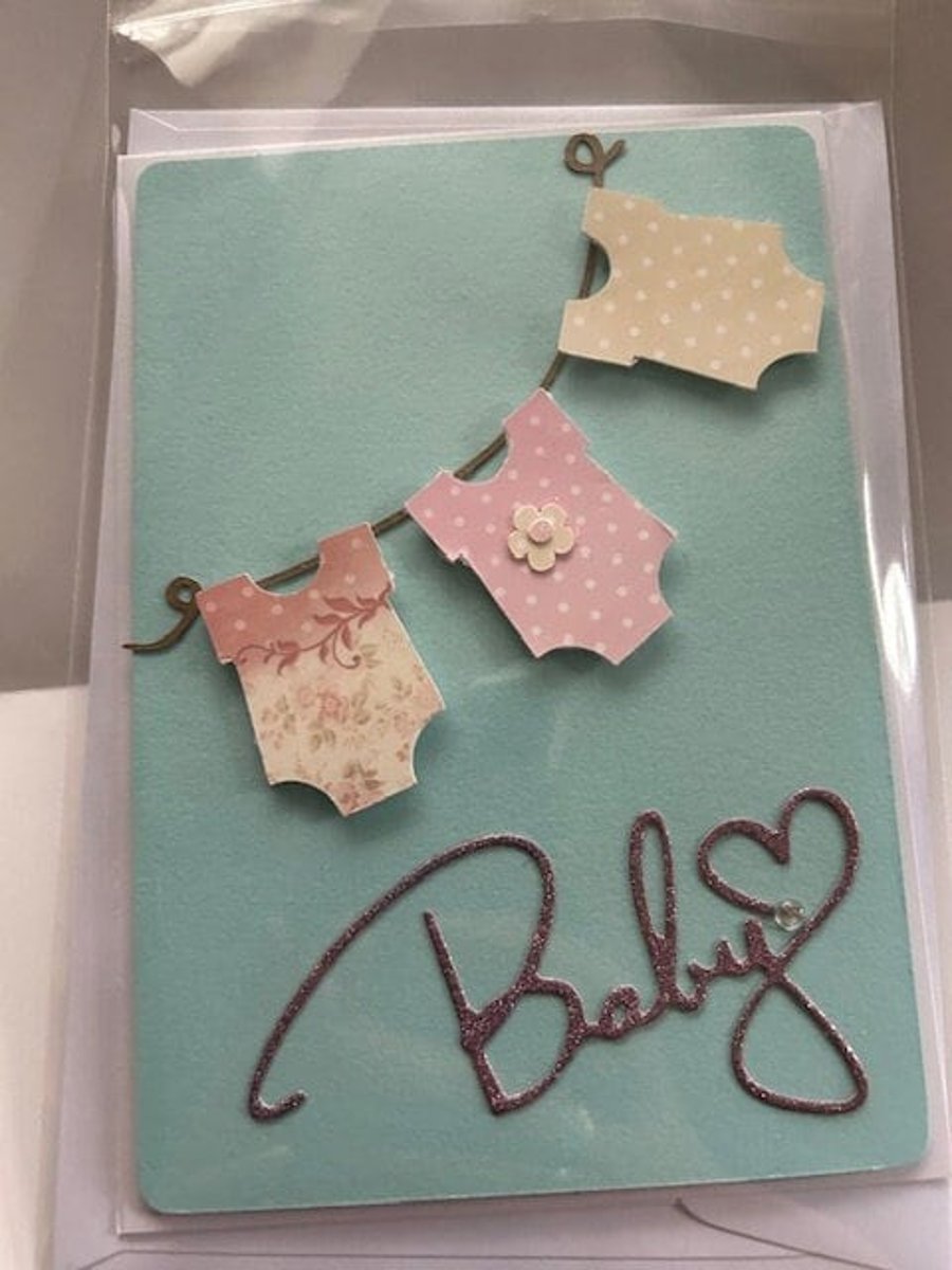 Kraft handcrafted baby card baby shower congratulations,