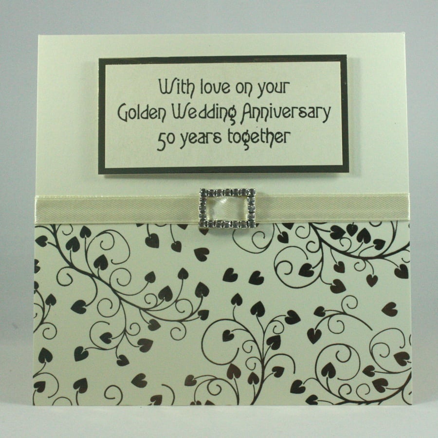 Handmade Golden Wedding Anniversary card, 50th Wedding Anniversary