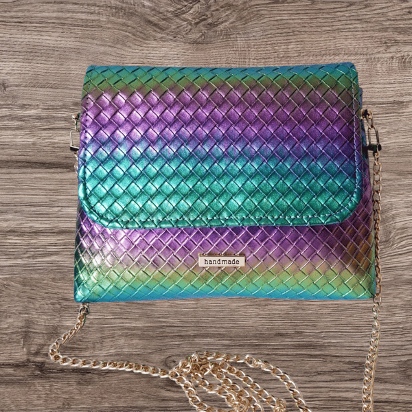 Handmade Faux leather rainbow shoulder bag 