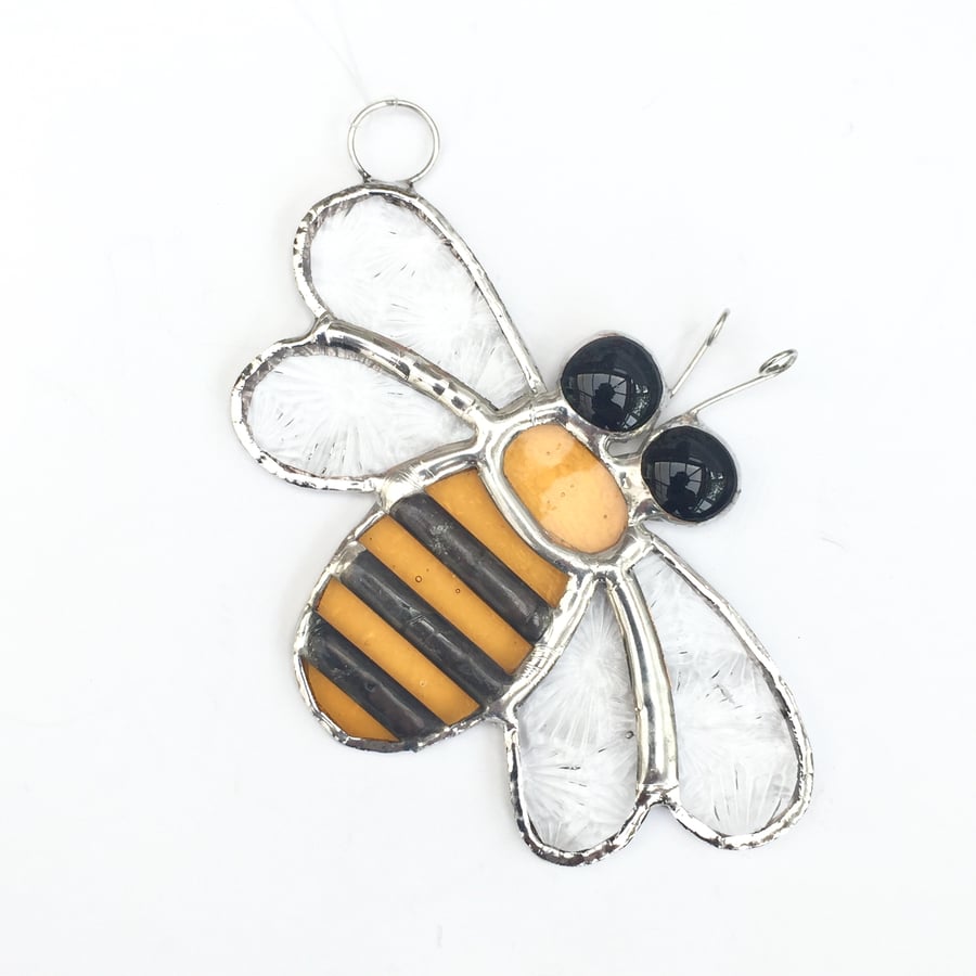 Stained Glass Bee Suncatcher - Handmade Hanging Decoration 