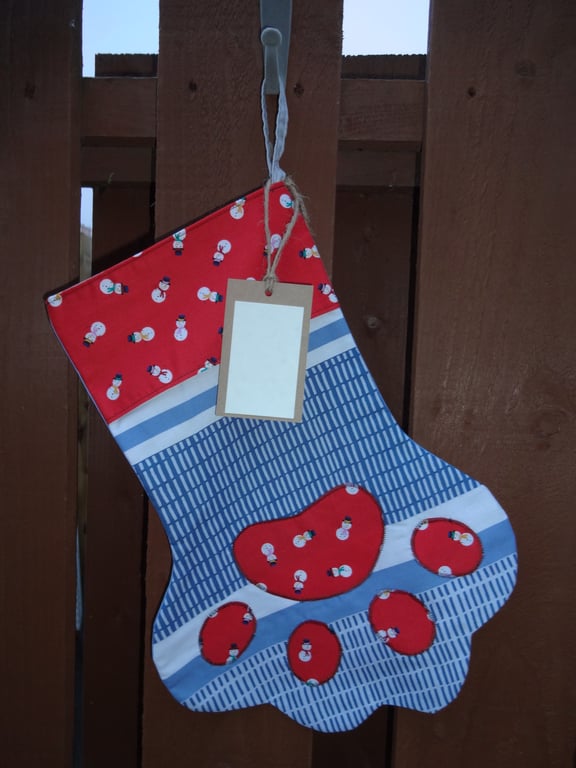 Christmas Pawprint Stocking (free postage UK)